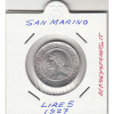 1937 5 Lire Argento Buona Conservazione San Marino